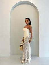 Hollow Out Knits Dress Two Piece Set GHYX-JYP7024