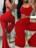 Solid Color Knits Backless Flare Jumpsuit GHYX-JYP7005