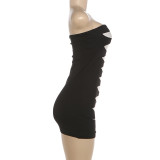 Hollow Out Color Block Tube Top Bodycon Dress GZJQ-K6D03127A