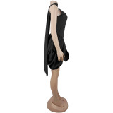 Solid Color Sleeveless Ruched Mini Dress BY-7658