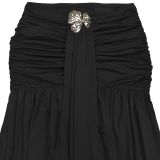 Slash Shoulder Tops Ruhced Two Piece Skirts Set BY-7675