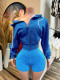 Zip-Up Hooded Fleece Top And Shorts Sports Two-Piece Set CH-26081