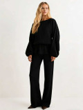 Solid Color Long Sleeve Two Piece Pants Set MIL-L346