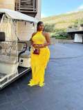 Solid Color Sleeveless Knits Tassel Skirts Two Piece Set  TR-1363