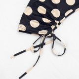 Polka Dots Print Drawstring Seventh Pants MXBF-J26PT106