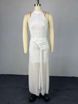 Sleeveless Pleated Slim Maxi Dress GCNE-73599
