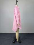 Stripe Loose Long Sleeve Shirt GCNE-73691