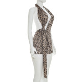Leopard Print Backless Romper GDSF-D26RP008