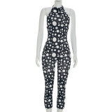 Polka Dots Print Tie Up Backless Jumpsuit GDSF-D26JP077
