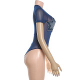 Mesh Short Sleeve Bodysuit XEF-K6K03955A