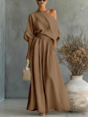 Solid Color Half Sleeve Two Piece Pants Set GWDS-260322