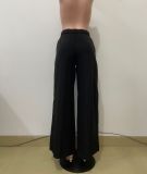 Solid Color High Waist Wide Leg Pants QODY-6074