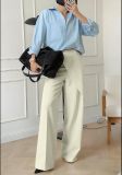 Solid Color Irregular Straight Pants QODY-6076