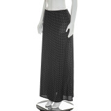 Polka-dot Print Chiffon Straight Midi Skirt GSZM-D26SK076