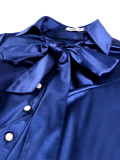 Plus Size Bow-Tie Satin Blazer And Fishtail Skirt Suit GKEN-ATP060348