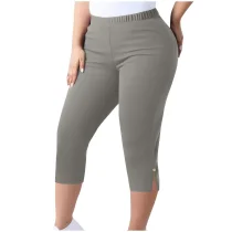 Plus Size Solid Color Split Seventh Pants GYZY-66811