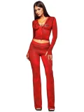 Long Sleevel Print Hooded Flare Pants 2 Piece Set GXZY-Xy2507
