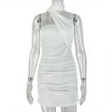 Solid Color Halterneck Tie Up Mini Dress GJYO-JD305111
