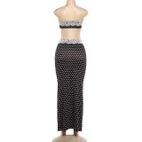 Lace-trimmed Tank Top And Polka-dot Skirt Set GYME-K6S02772A