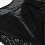 Mesh Patchwork Hot Drill Mini Dress CYA-902199