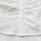 Solid Color Ruched Single Breasted Shirt GPBY-SH827