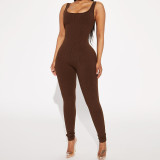 Solid Color Sleeveless Yoga Tight Jumpsuit GPBY-14472