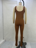Solid Color Sleeveless Yoga Tight Jumpsuit GPBY-14472