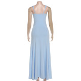 Solid Color Backless Maxi Dress GYME-K6D03508A