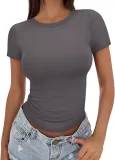 Plus Size Short Sleeve Solid Color T Shirt GYWO-55001