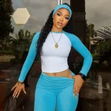 Contrast Color Long Sleeve Pants Three Piece Set GYWO-9910