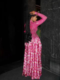 Mesh Print Long Sleeve Maxi Dress ZSD-0777