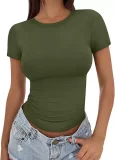 Plus Size Short Sleeve Solid Color T Shirt GYWO-55001