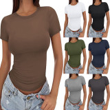 Plus Size Short Sleeve Solid Color T Shirt GYWO-55001