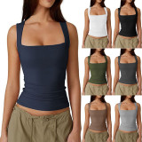 Plus Size Square Neck Solid Color Tank Top GYWO-55002