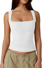 Plus Size Square Neck Solid Color Tank Top GYWO-55002