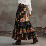 Floral Print High-waisted Tiered Long Skirts GWDS-260162