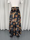 Floral Print High-waisted Tiered Long Skirts GWDS-260162