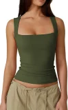 Plus Size Square Neck Solid Color Tank Top GYWO-55002