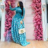 Mesh Print Long Sleeve Maxi Dress ZSD-0777