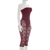 Zipper See Through Lace Patchwork Seventh Jumpsuit MXBF-J26JP126