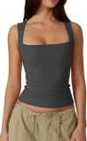 Plus Size Square Neck Solid Color Tank Top GYWO-55002