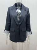 Plus Size Solid Color Casual Blazer Coats GYWO-9907