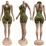 Polka Dots Print Deep V Neck Backless Romper CM-60411