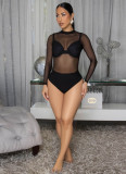 Long Sleeve Mesh See Through Bodysuit(Without Underwear) BMF-843