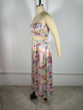 Sexy Print Sling Vest Big Swing Long Skirt 2 Piece Set TE-4752