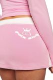 Letter Print Zipper Hooded Sport Two Piece Skirt Set YWXS-K26L2126