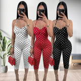 Polka Dots Print Sling Seventh Jumpsuit YWXS-K26L2342