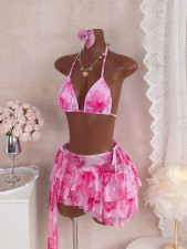 Sexy Print Tie Up Bikinis 3 Piece Swimsuit GXIY-K26L2140