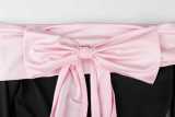Bow Flare Sleeve Patchwork Top And Skirt Set GXIY-K25L1908