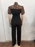 Leopard Patchwork Tie Up Jumpsuit OSM-4497